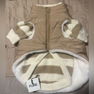 NWT Mark & Graham Tan and Cream Dog Sweater and Vest Set